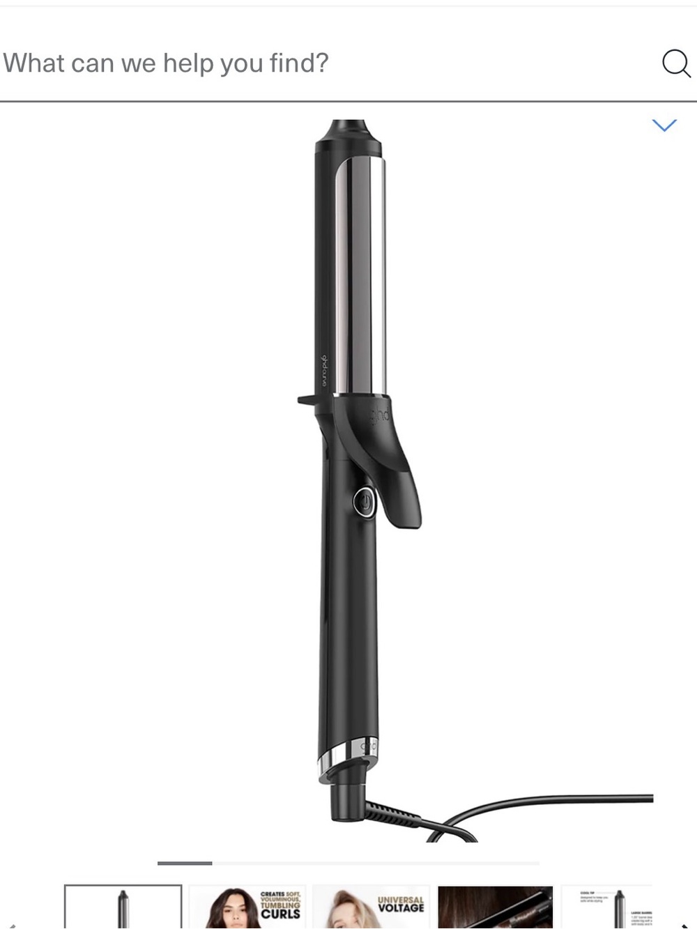 ghd Black and Silver Curling Iron - Professional Hair Tool